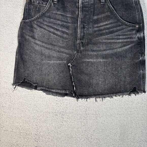 We The Free Women’s Size 29 Brea Cut-Off Black Denim Skirt Raw Hem Whiskers - Picture 3 of 14